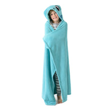 Load image into Gallery viewer, Turquoise Dino Kids Hooded Blanket