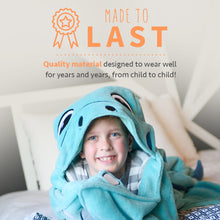 Load image into Gallery viewer, Turquoise Dino Kids Hooded Blanket