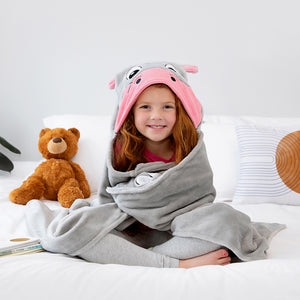 Hippo Kids Hooded Blanket
